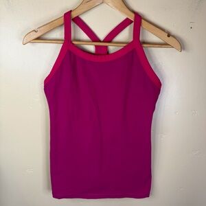 Lululemon Ujjayi Y II Athletic Tank Top Raspberry Size 2 Activewear Built in Bra